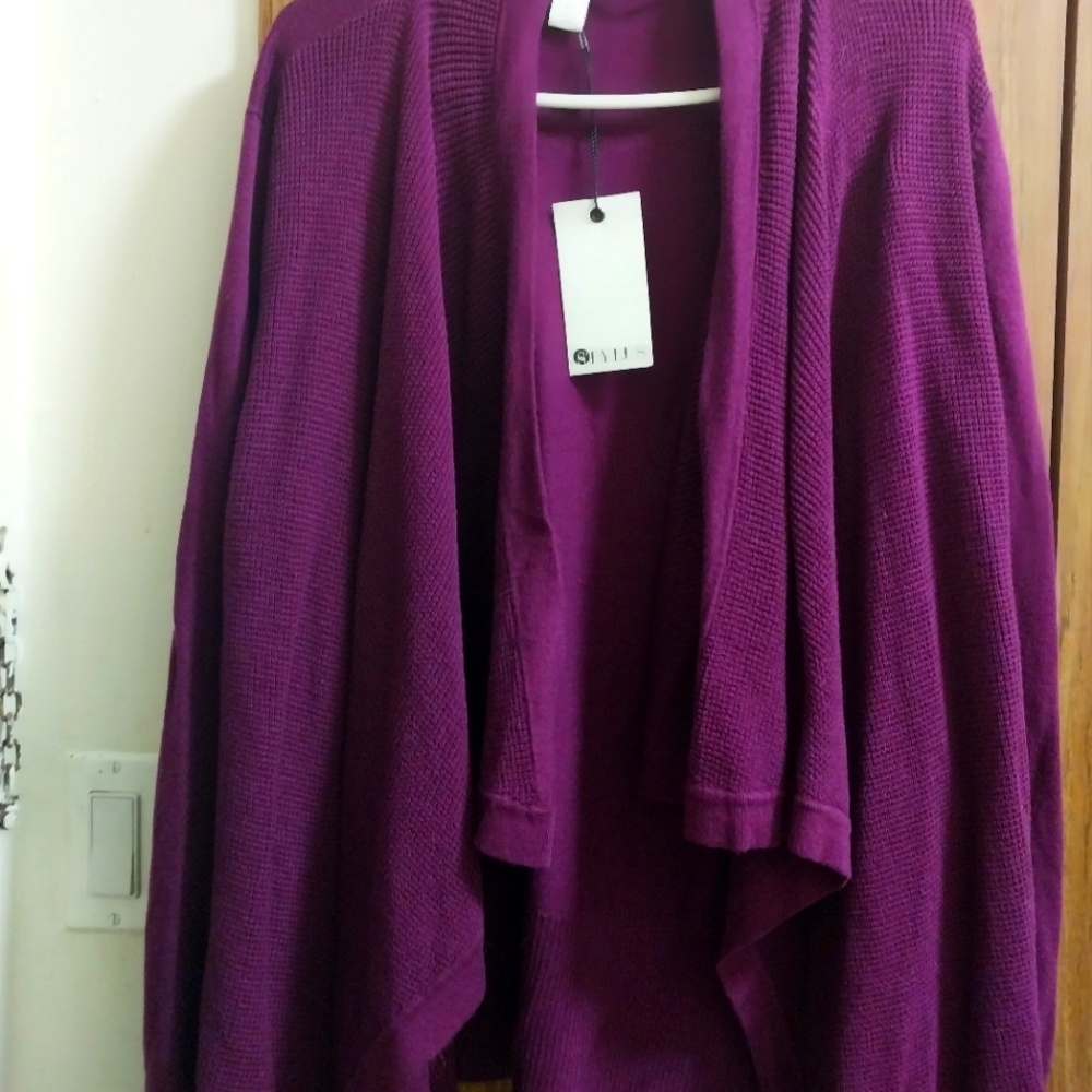 Purple Cardigan W grey Patch Elbow Detail